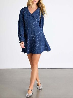 NWT Lulus Sweetie Aura Polka Dot Mini Dress Navy Blue Women’s Size Medium